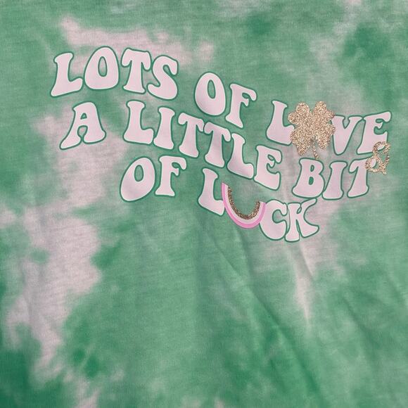Girls Size 14 Green Tie Dye St Patrick’s Day Graphic T-Shirt Lucky - Picture 2 of 3